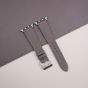 Gray Epsom Leather Apple Watch Band 38mm, 40mm, 41mm, 42mm, 44mm, 45mm For All Series, Leather Apple Watch Strap
