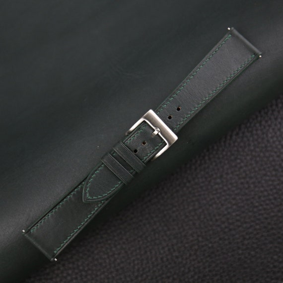 Dark Green Barenia Leather Watch Strap Dark Green Barenia 