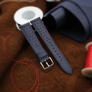 Calfskin Swift Navy Rally Leather Strap Bands, Handmade Rally Navy Swift Watch Strap Band 18mm 19mm 20mm 21mm 22mm 23mm 24mm