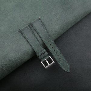 Green Babele Leather Strap Bands, Handmade Green Babele Leather Watch Strap, Bebele Strap Watch 18mm 19mm 20mm 21mm 22mm 23mm 24mm