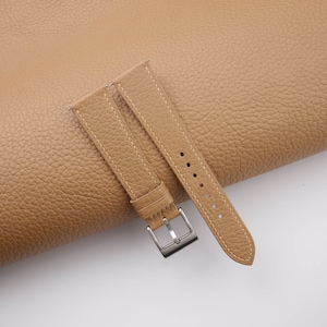 Beige Togo Leather Strap Bands, Handmade Goatskin Beige Watch Strap Band 18mm 19mm 20mm 21mm 22mm 23mm 24mm