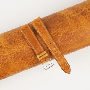 Whiskey Waxed Leather Watch Strap, Handmade New Waxed Leather Watch Strap 18mm 19mm 20mm 21mm 22mm 23mm