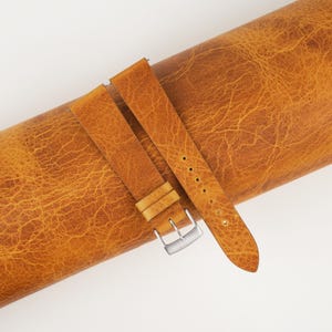 Vintage Whiskey Waxed Leather Watch Strap, Handmade New Waxed Leather Watch Strap 18mm 19mm 20mm 21mm 22mm 23mm