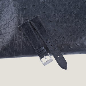 Handmade Black Ostrich Leather Strap Bands For Men Women, Quick Release Watch Band 18mm 19mm 20mm 21mm 22mm 23mm 24mm
