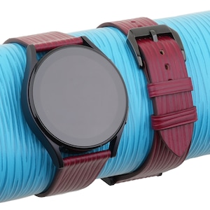 Handmade Red Epi leather Samsung watch band compatible with Samsung Galaxy Watch 3 4 5 6 Active 1 2 Band Men Women
