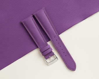Padded Purple Sailcloth Rubber Watch Strap, Handmade Rubber Bands 16mm 19mm 18mm 20mm 22mm 23mm