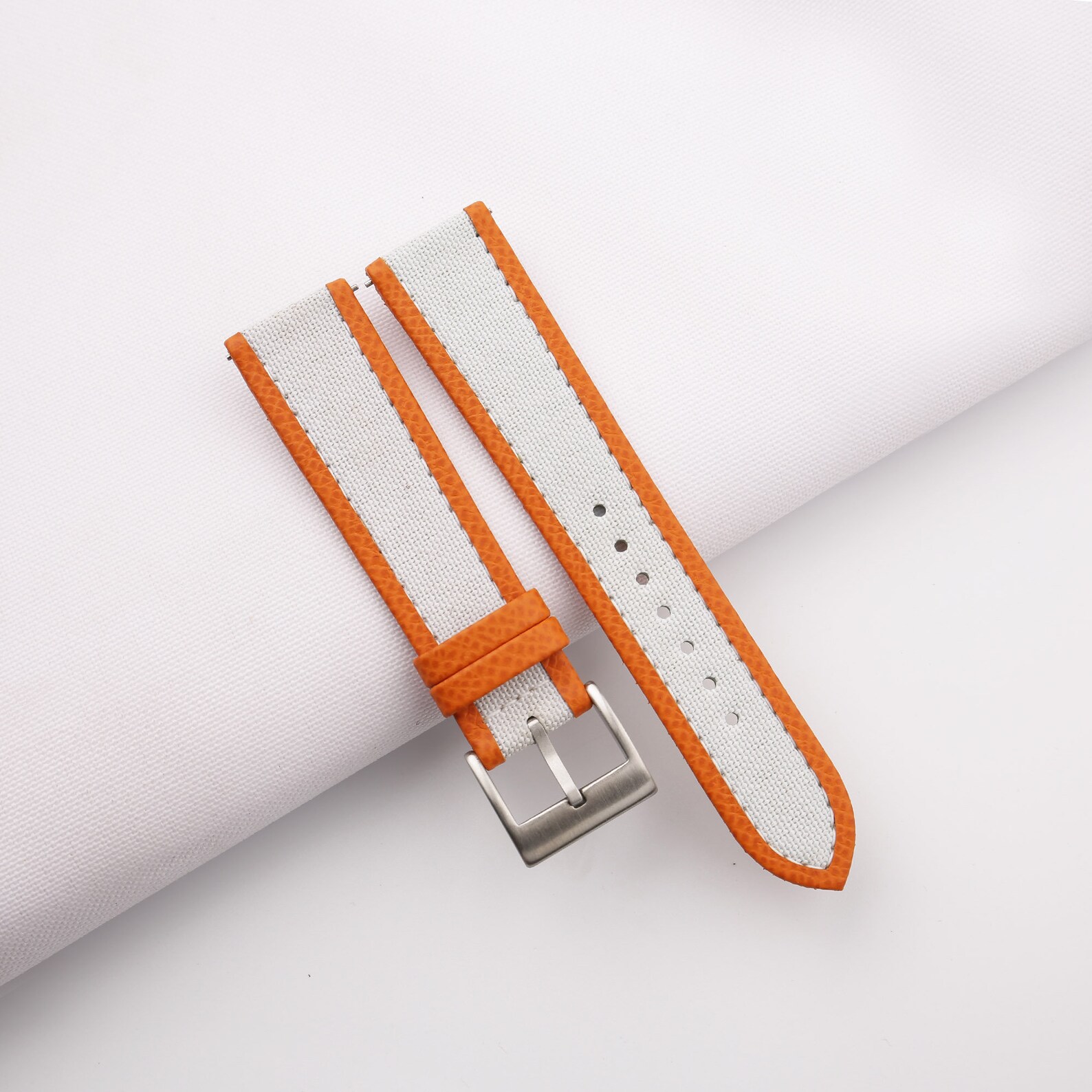 Handmade White Sailcloth Folded Edge Epsom Watch Strap Folded Etsy
