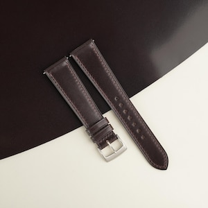 Brown Shell Cordovan Watch Strap, Handmade Leather Watch Band