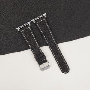 Handmade Micro Stitch Chocolate Peccary Leather Apple Watch Band 38mm, 40mm, 41mm, 42mm, 44mm, 45mm For All Series custom