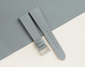 Light Grey Sailcloth Rubber Watch Strap, Handmade Rubber Bands 16mm 19mm 18mm 20mm 22mm 23mm