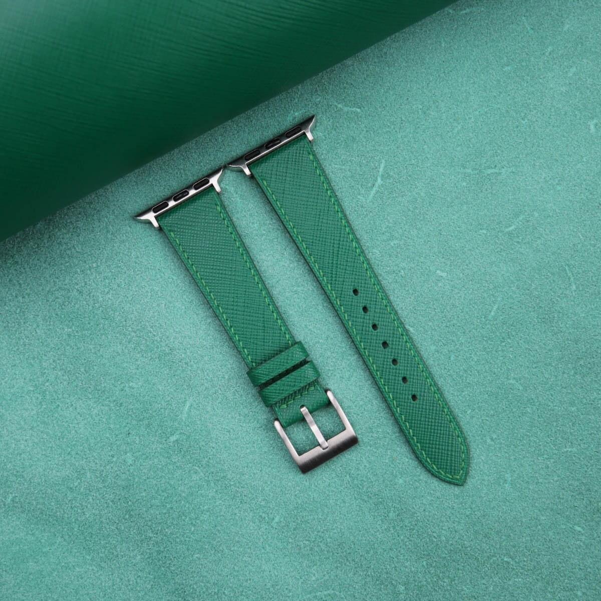 Bracelet Apple Watch en cuir Saffiano vert fait main 38 mm 40 mm 41 mm 42 mm 44 mm 45 mm pour toutes les series bracelet Apple Watch en cuir Etsy France