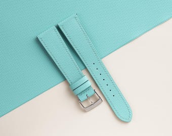 Turquoise Sailcloth Rubber Watch Strap, Handmade Rubber Bands 16mm 19mm 18mm 20mm 22mm 23mm