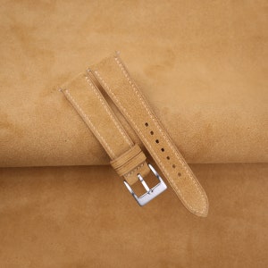 Handdn Watchstraps Light Brown Suede Quick Release Strap, Suede Light Brown Strap Watch, Suede Watch Bands 16mm 18mm 19mm 20mm 21mm