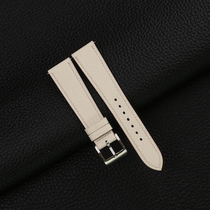Pearl White Leather Watch Strap, Pearl White Leather Handmade Watch Strap, Epsom Strap Watch 16mm 18mm 19mm 20mm 21mm