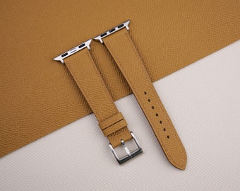 Handmade Sesame Epsom Leather Apple Watch Band