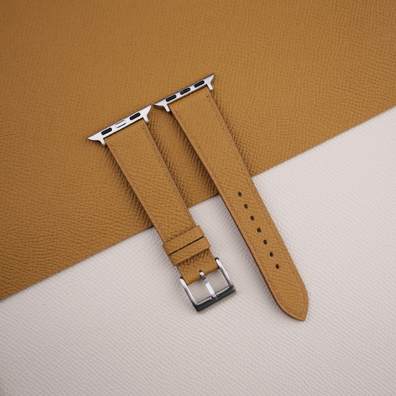 Golden Epsom Leather Apple Watch Band 38mm, 40mm, 41mm, 42mm