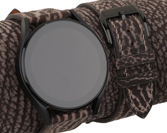 Handmade Brown Shark Leather Watch Band for Samsung Galaxy Watch