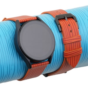 Handmade Orange Epi leather Samsung watch band compatible with Samsung Galaxy Watch 3 4 5 6 Active 1 2 Band Men Women