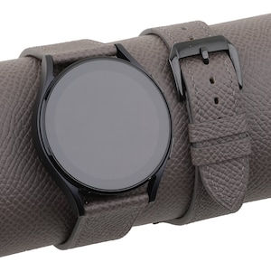 Handmade Graphite Grey Epsom leather Samsung watch band compatible Samsung Galaxy Watch 3 4 5 6 Active 1 2 Band Men Women personalization
