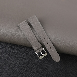 Alran Cement Grey Leather Strap, Goat Cement Leather Strap Watch, Grey Leather Strap Band 16mm 18mm 19mm 20mm 21mm