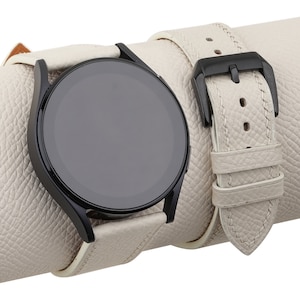 Handmade Pearl Epsom leather Samsung watch band compatible with Samsung Galaxy Watch 3 4 5 6 Active 1 2 Band Men Women personalization