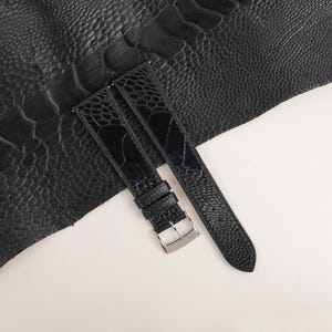Black Ostrich Leg Leather Watch Strap For Men Women, Quick Release Watch Band 18mm 19mm 20mm 21mm 22mm 23mm 24mm