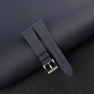 Navy Epsom Leather Watch Strap, Navy Epsom Leather Handmade Watch Strap, Epsom Strap Watch 16mm - 24mm