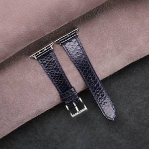 Navy Snake Leather Apple Watch Band 38mm, 40mm, 41mm, 42mm, 44mm, 45mm For All Series, Leather Apple Watch Strap Gift Men Women