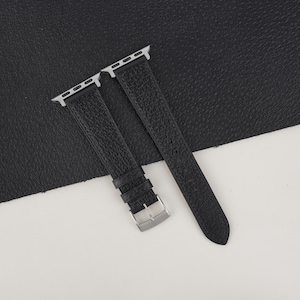 Handmade Black Peccary Leather Apple Watch Band 38mm, 40mm, 41mm, 42mm, 44mm, 45mm For All Series custom