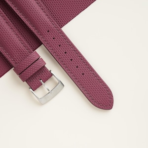 Padded Burgundy Sailcloth Rubber Watch Strap, Handmade Rubber Bands 16mm 19mm 18mm 20mm 22mm 23mm image 5