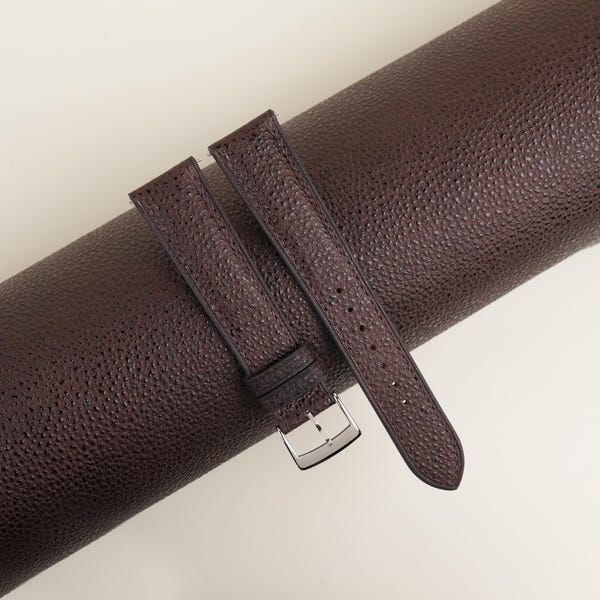 Handdn Watchstraps Padded Brown Black Diamond Wagyu Leather Strap, Black Diamond Strap Watch, Diamond Wagyu Watch Bands 16mm 18mm 19mm 20mm