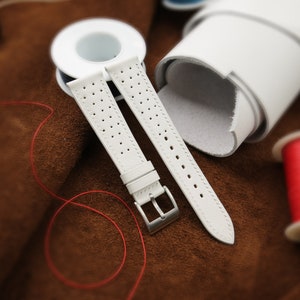 Calfskin Swift White Rally Leather Strap Bands, Handmade Rally Swift Watch Strap Band 18mm 19mm 20mm 21mm 22mm 23mm 24mm