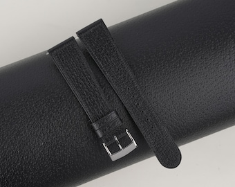Micro Stitch Black Peccary Leather Watch Strap, Handmade Peccary Watch Strap, Peccary Leather Strap Watch 16mm 18 mm 20mm 22mm