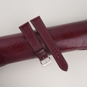 Handdn Watchstraps Lizard Burgundy Strap Bands, Burgundy Lizard Leather Watch Strap, Lizard Leather Watch 16mm 18mm 20mm 22mm