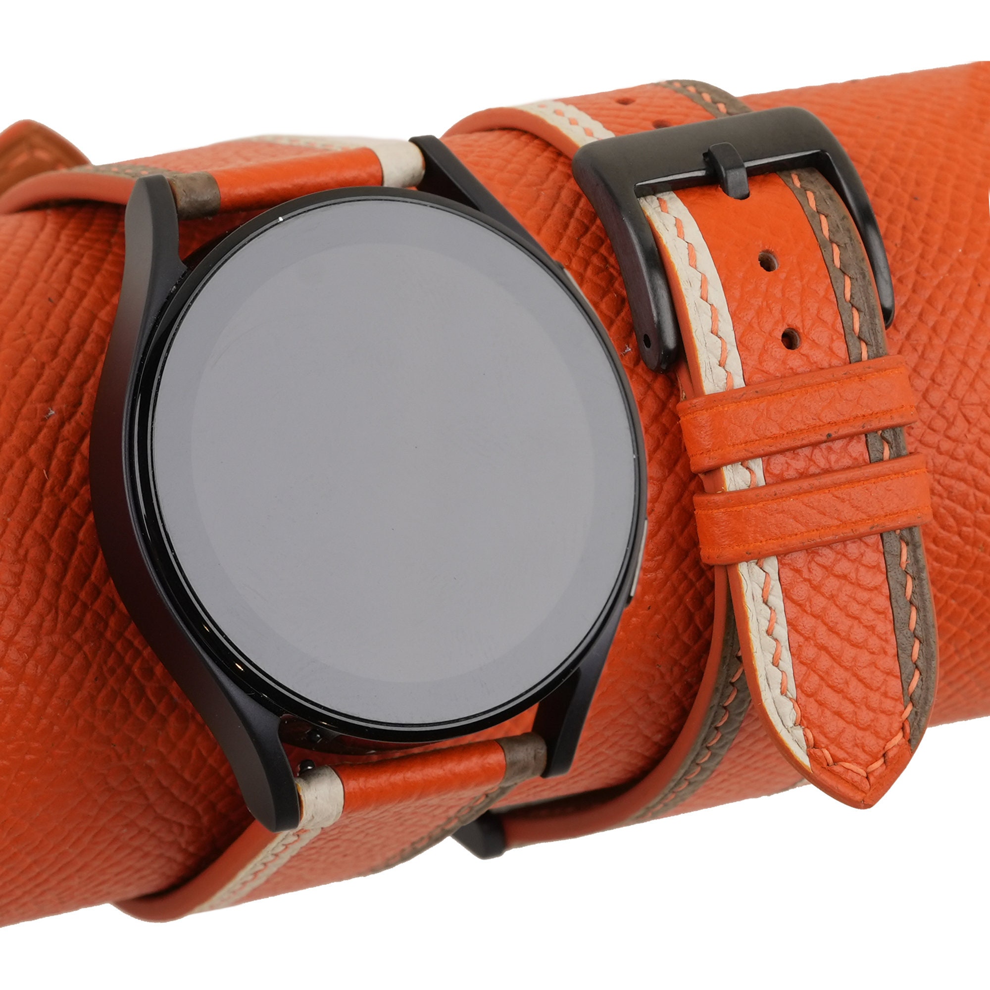Handmade Tricolor Orange Epsom Leather Samsung Watch Band Samsung Galaxy Watch 3 4 5 6 Active 1 2 Band Men Women Personalization Etsy UK