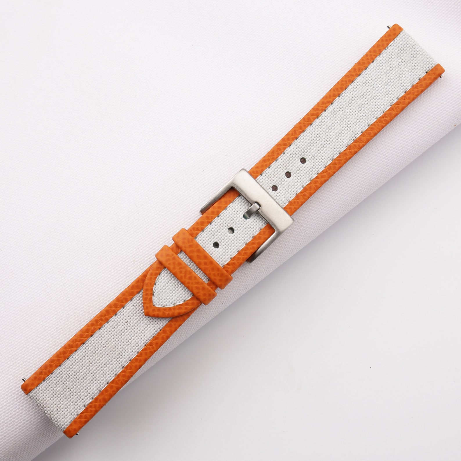 Handmade White Sailcloth Folded Edge Epsom Watch Strap Folded Etsy