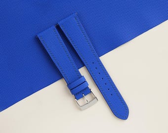 Blue Sailcloth Rubber Watch Strap, Handmade Rubber Bands 16mm 19mm 18mm 20mm 22mm 23mm