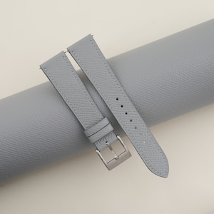 Light Grey Epsom Leather Watch Strap, Light Grey Epsom Leather Handmade Watch Strap, Epsom Strap Watch 16mm 18mm 19mm 20mm 21mm