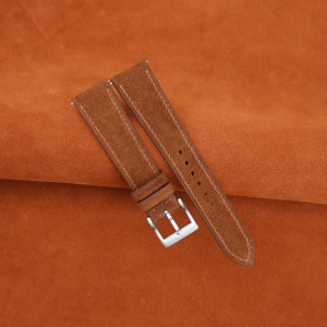 Handdn Watchstraps Burnt Brown Suede Quick Release Strap, Suede Burnt Brown Strap Watch, Suede Watch Bands 16mm 18mm 19mm 20mm 21mm
