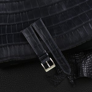 Handdn Watchstraps Classic Midnight Blue Alligator Leather Watch Strap, Alligator Midnight Blue Strap Bands 16mm 18mm 20mm 22mm