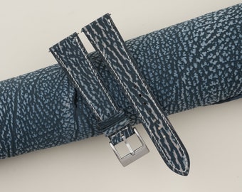 Jean Blue Shark Leather Watch Strap, Handmade Shark Strap Bands 16mm 19mm 18mm 20mm 22mm 23mm, custom watch band