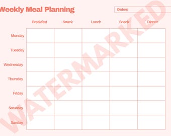 Planificador de comidas semanal imprimible / Hoja de planificación de comidas con lista de compras / Planificador de menú semanal / Plan de comidas imprimible en PDF / Descarga instantánea