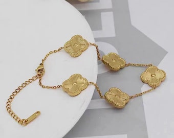 18k gold plated bracelets. Clover bracelets. Bracelet.