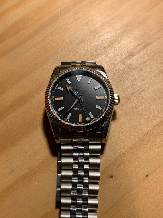 Custom Watch Mod (Miyota 8215), black and orange with blue, green