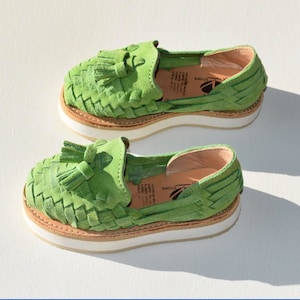 New!!! Girls real suede Huaraches. Spring, Summer, Cinco De Mayo vibes!!! SOO cute pictures don&#39;t do justice!!