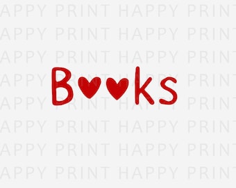 Bookish PNG Digital Download Book Lover Sublimation, Whimsical Books Clipart