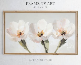 Spring Tulip Floral Frame TV Art: Elegant Home Decor (Digital Download)