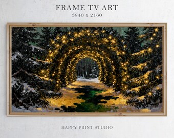 Vintage Christmas Frame TV Art, Cozy Winter Scene (Digital Download)