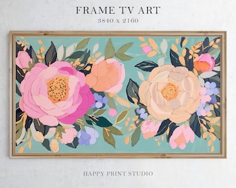 Floral Frame TV Art: Spring Embroidery Painting (Digital Download)