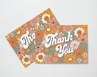 Retro Floral Thank You Cards: Small Business Package Inserts